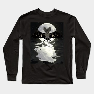 Bat and Full Moon Halloween Season Long Sleeve T-Shirt